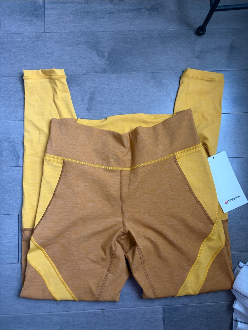 lululemon athletica Two-Tone Mustard and Brown High-Rise Leggings